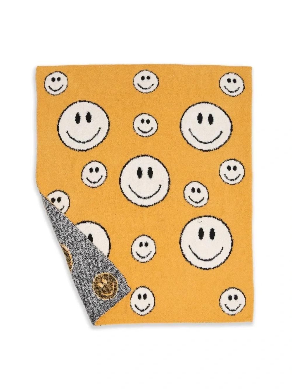NWT Luxe Cloud Blanket, Smiley Pattern, Yellow